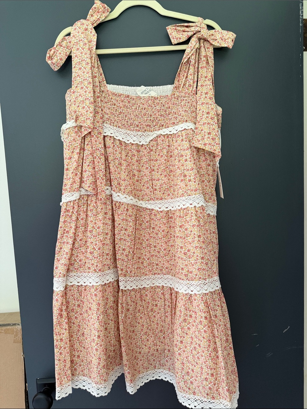 Floral Tie-Shoulder Casual Sundress in Pink